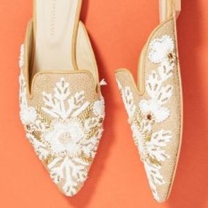 NEW ANTHROPOLOGIE ORNAMENTATION SLIDES SHOES
